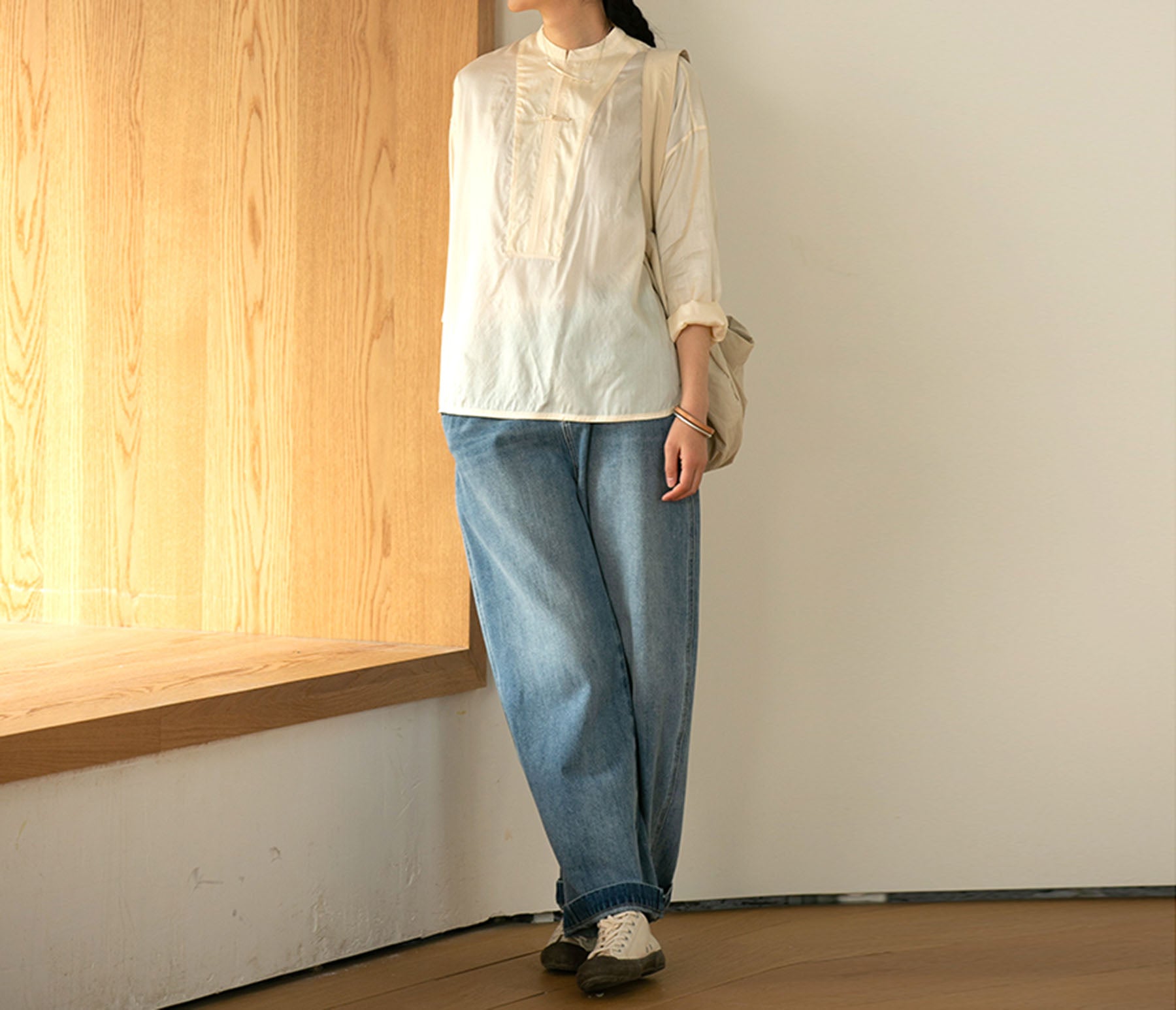 edoa Dupioni Tussah Silk Chinese Blouse