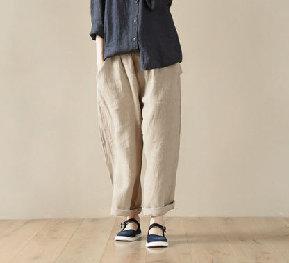 edoa Tapered Boyfriend Washed Linen Pants