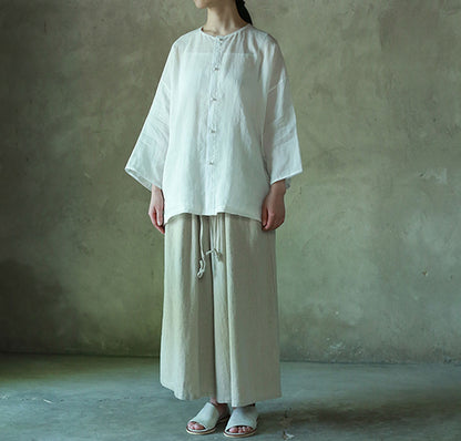 edoa Ramie Blouse with Hand Knotted Chinese Buttons