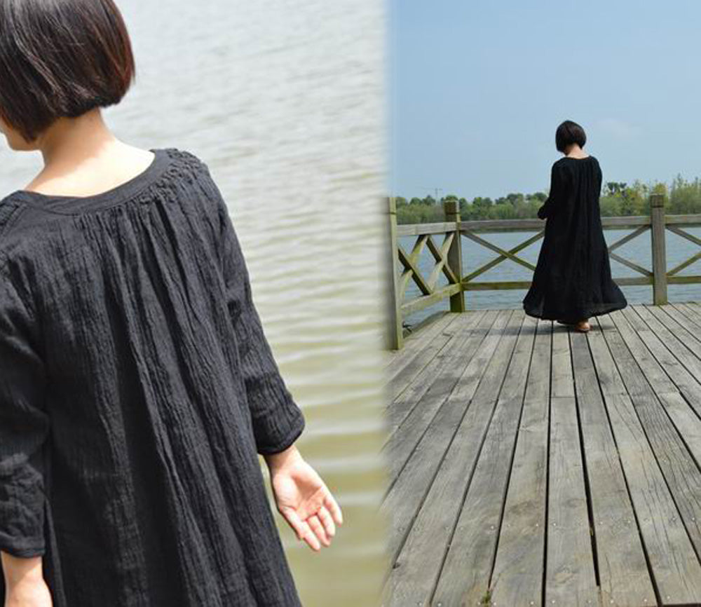 edoa Hand Embroidered Crinkled Linen Coat