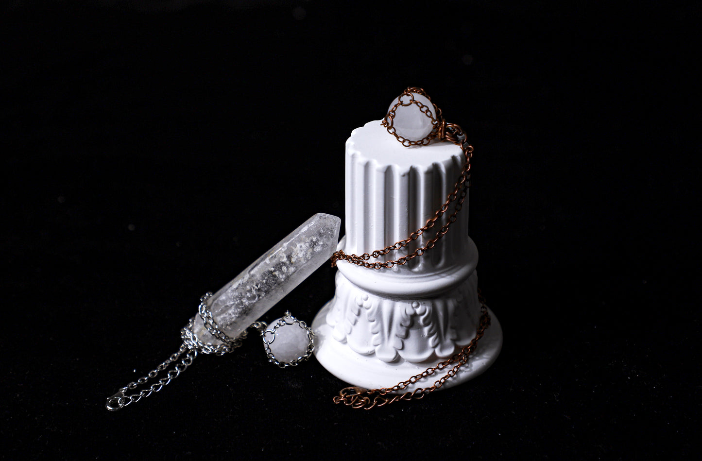 edoa Captured Moon Natural White Crystal Necklace