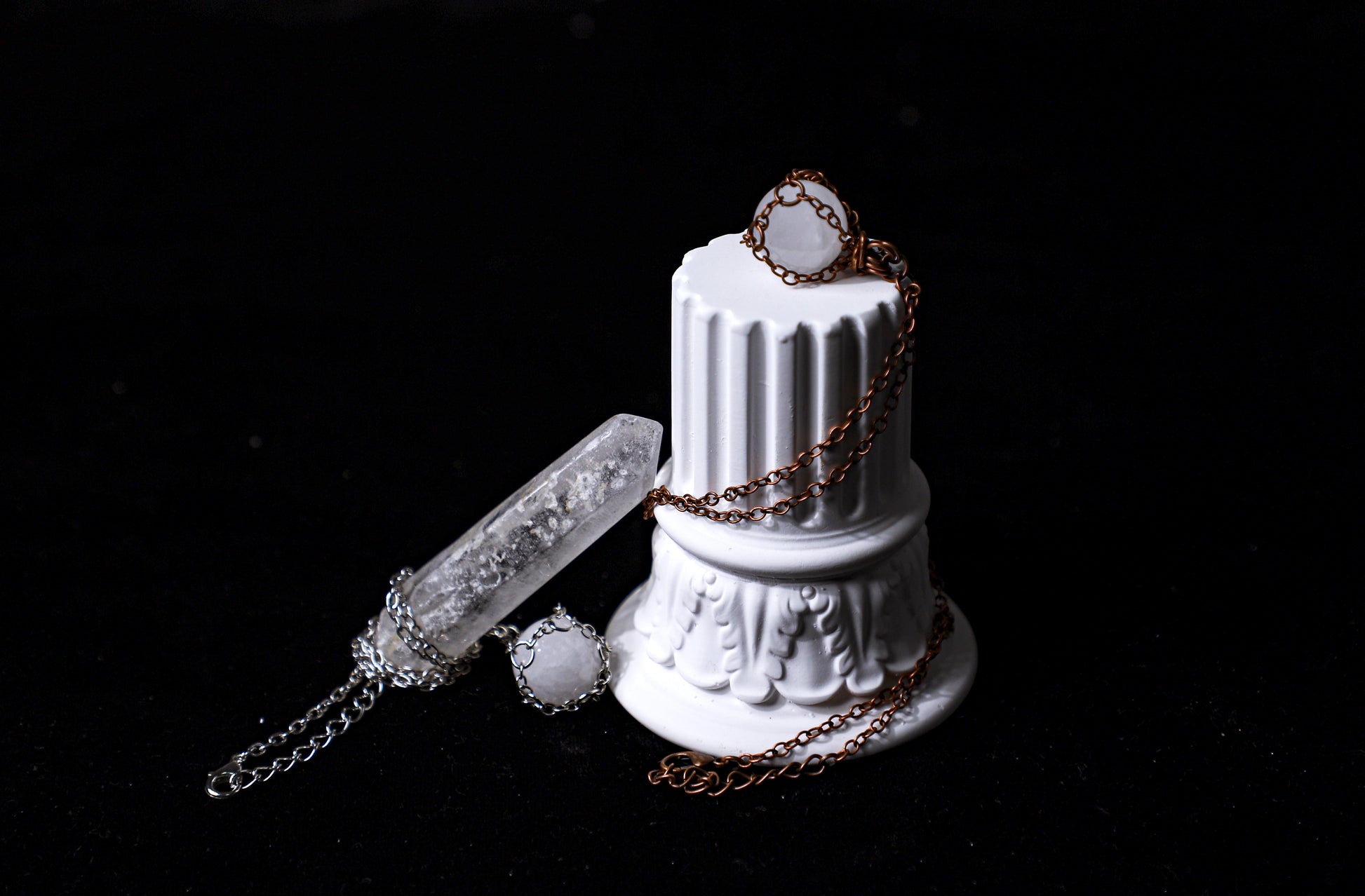 edoa Captured Moon Natural White Crystal Necklace