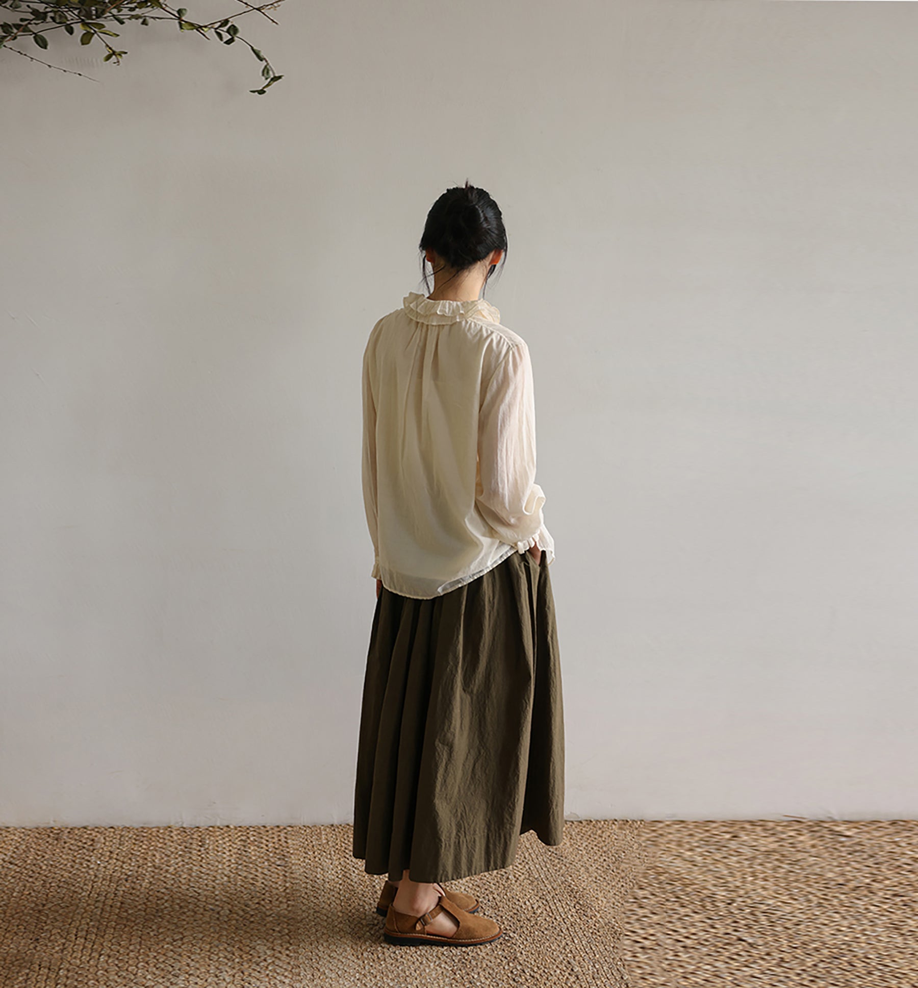 edoa Victorian Inspired Cotton Ruffle Blouse