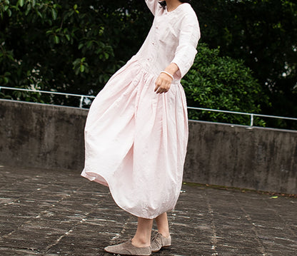 edoa Bracelet Sleeves Linen Shirt Dress