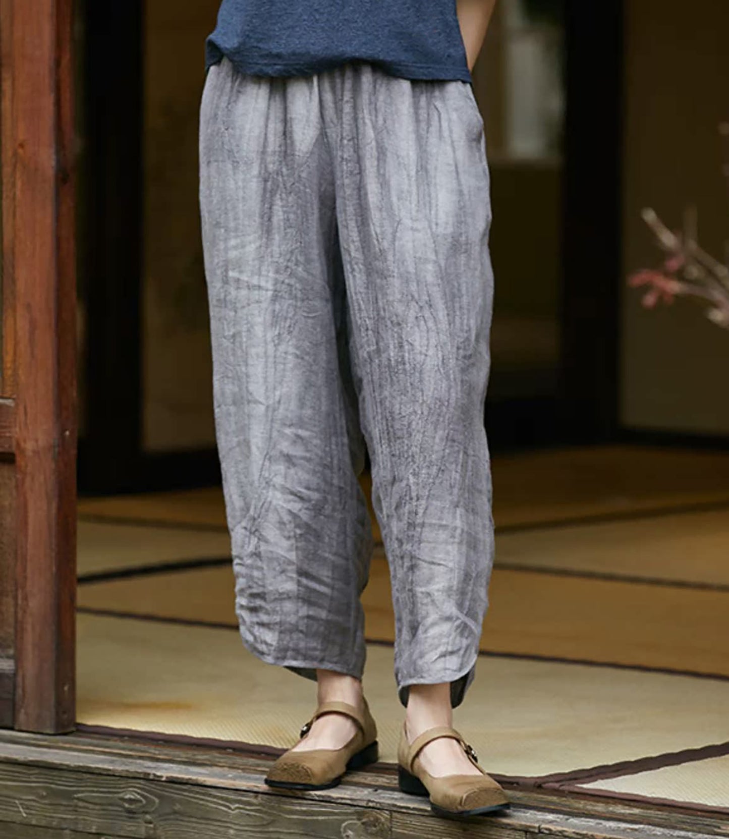 edoa Crinkled Tie Dyied Linen Pants