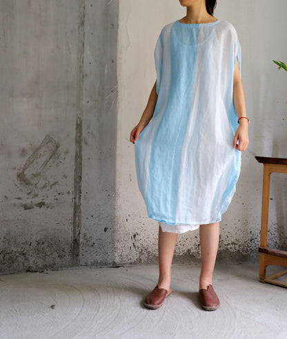 edoa Striped Ramie Oversized Circle Dress