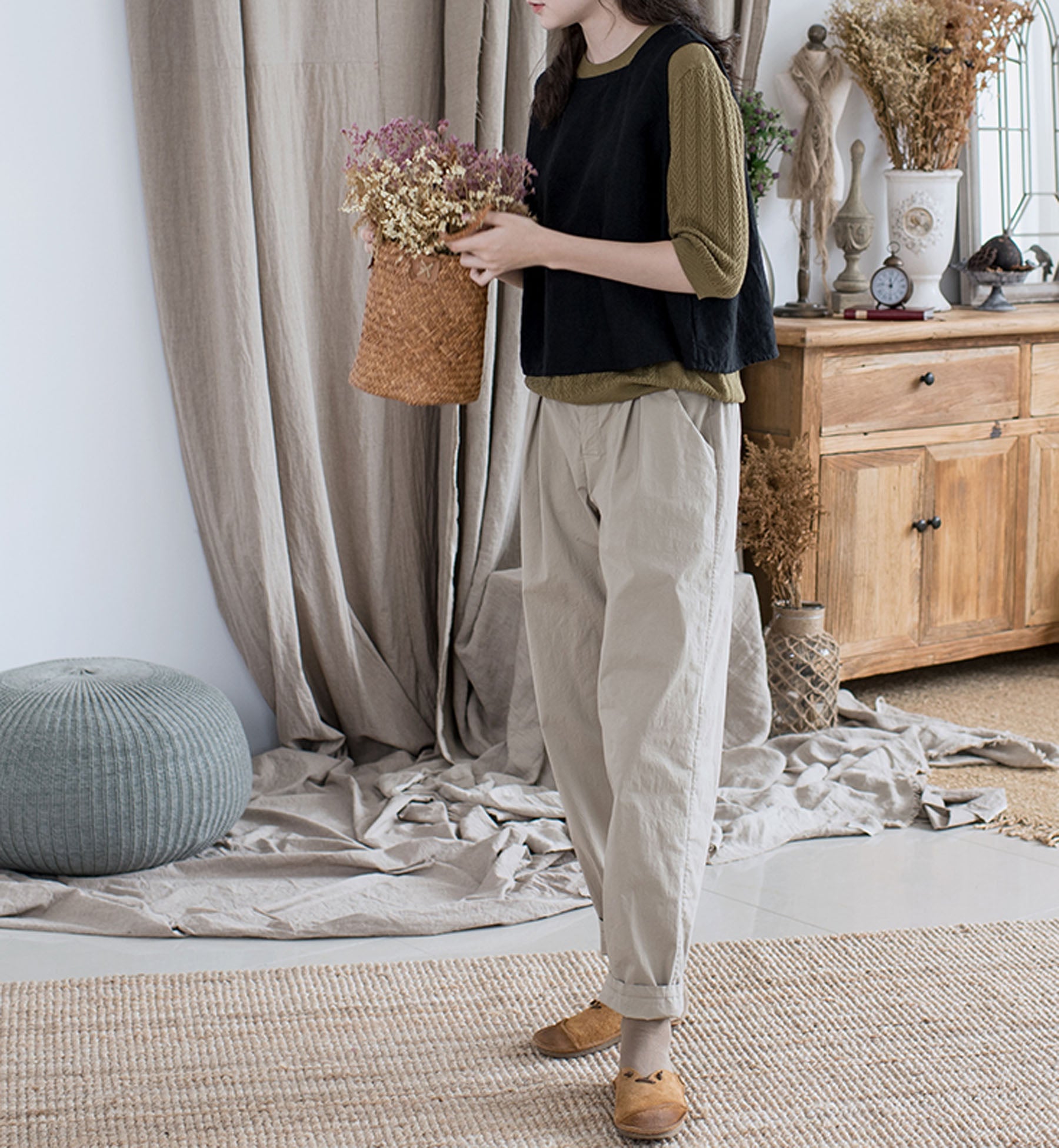edoa Heavy Weight Washed Linen Vest 