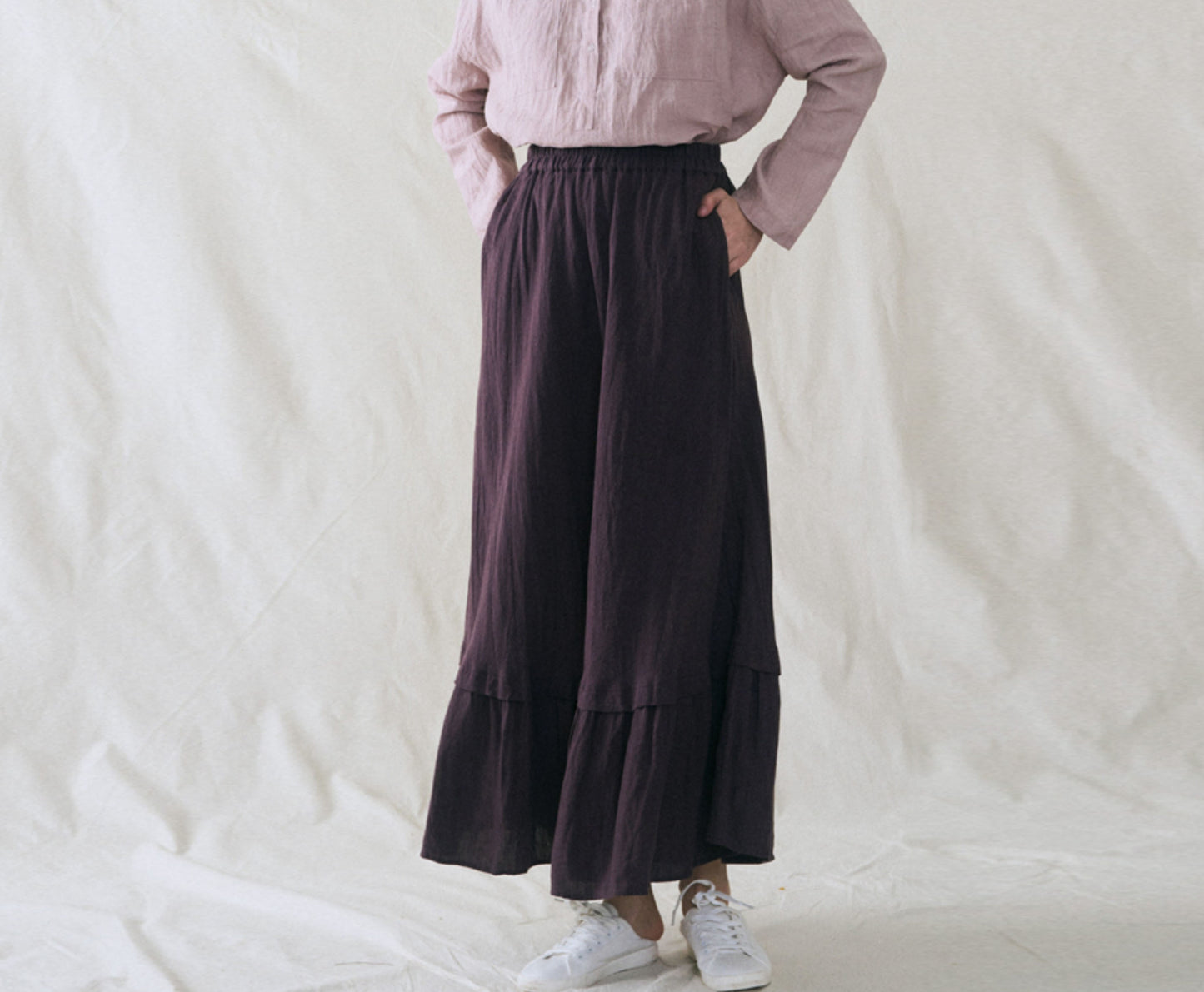 edoa Washed Linen Edwardian Walk Skirt