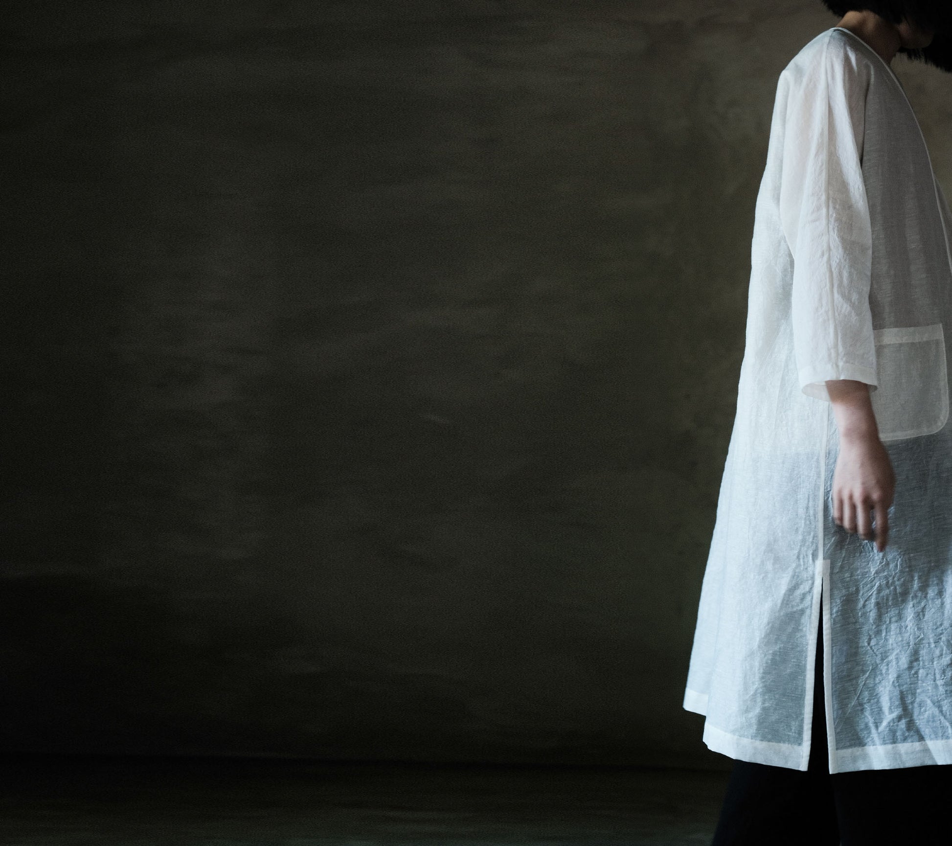 edoa Silk Linen Blend 3/4 Sleeve Dust Coat 