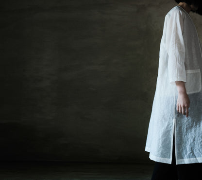 edoa Silk Linen Blend 3/4 Sleeve Dust Coat 