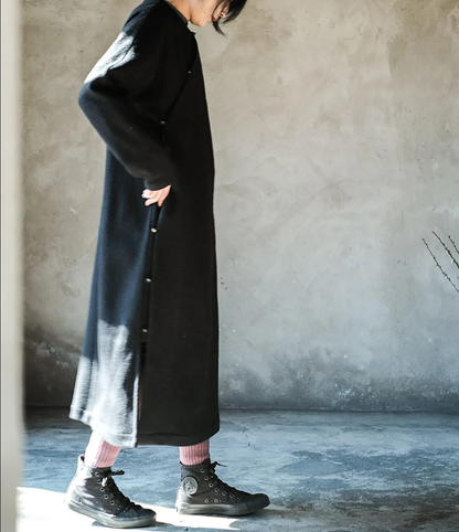 Wool Diagonal Placket Long Robe to0158 N132