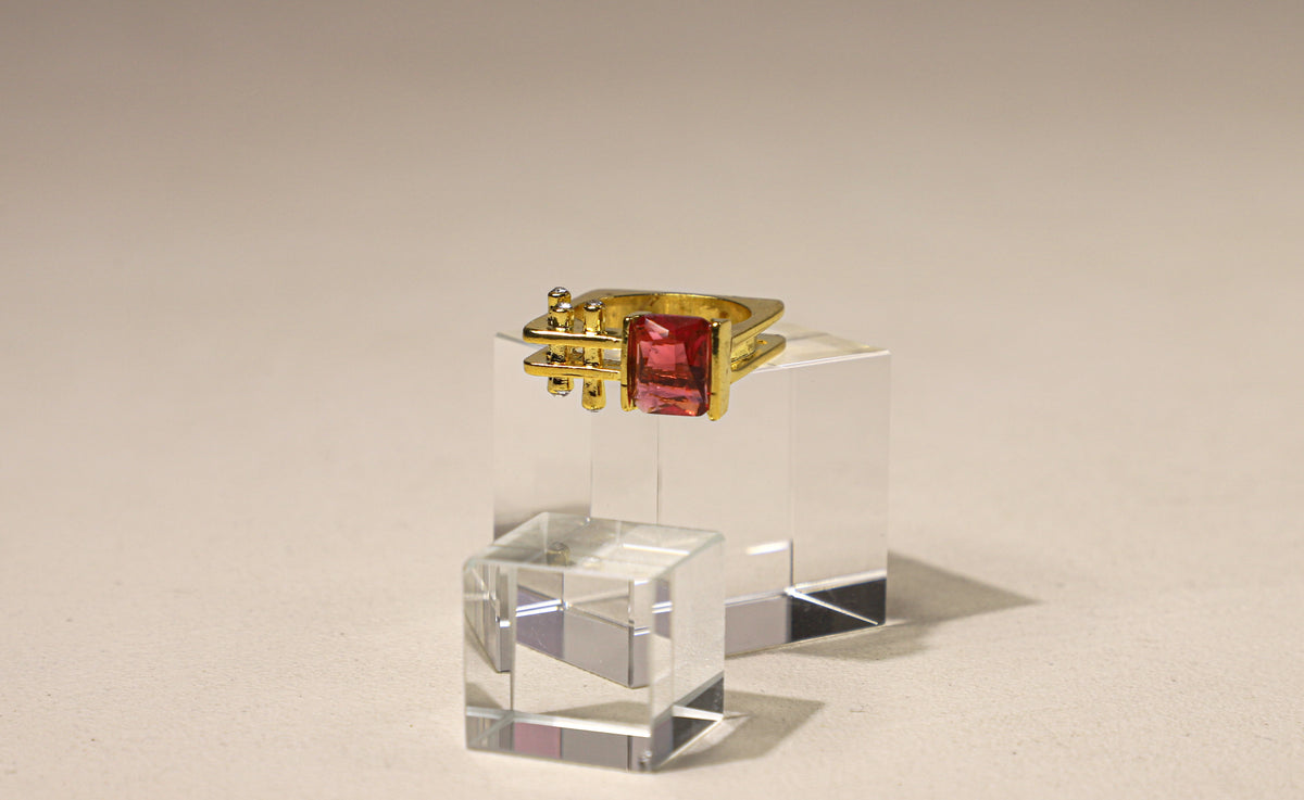 edoa Deconstructed Architectural Square Band Garnet Ring