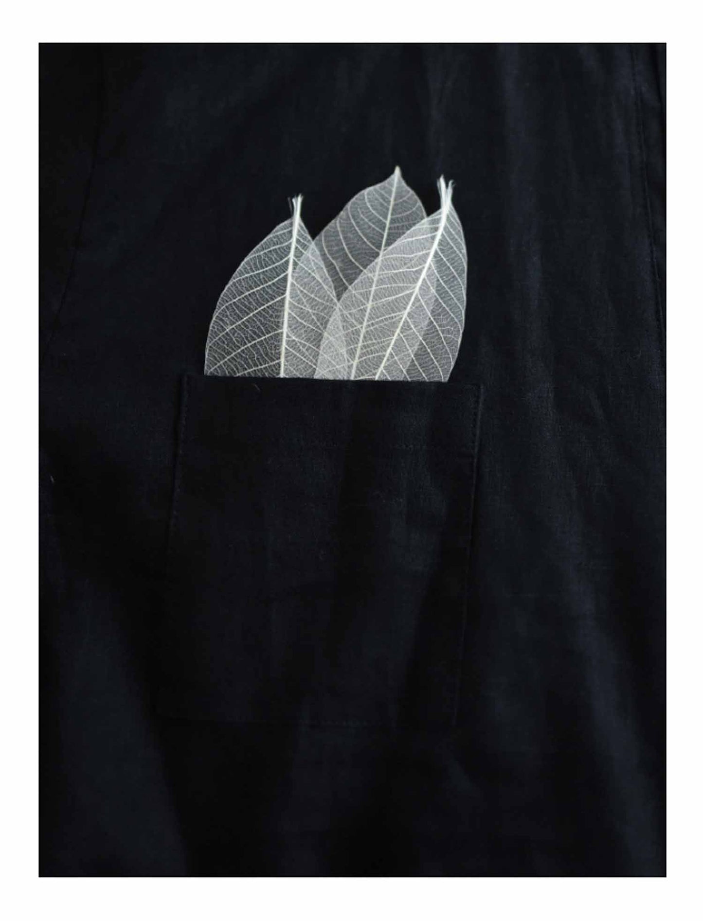 edoa Black V Neckline Pintucked French Linen Shirt