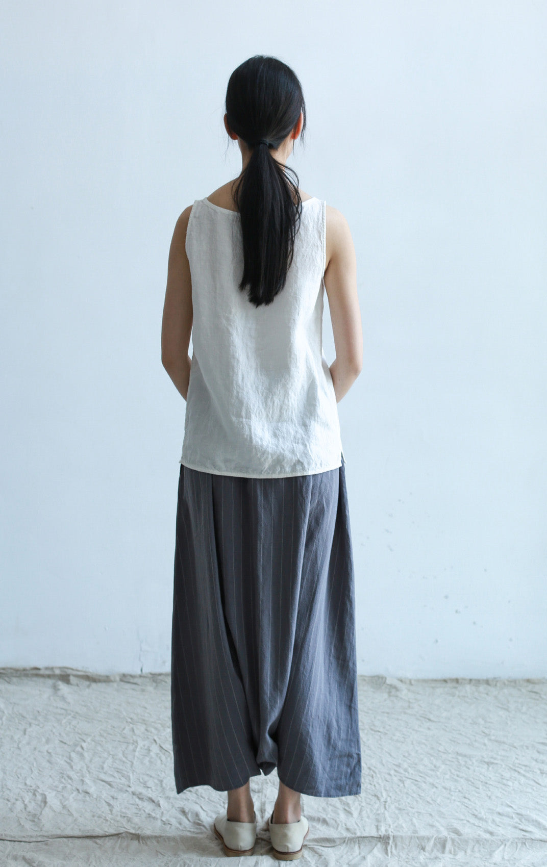 edoa White Washed Linen Tank Top