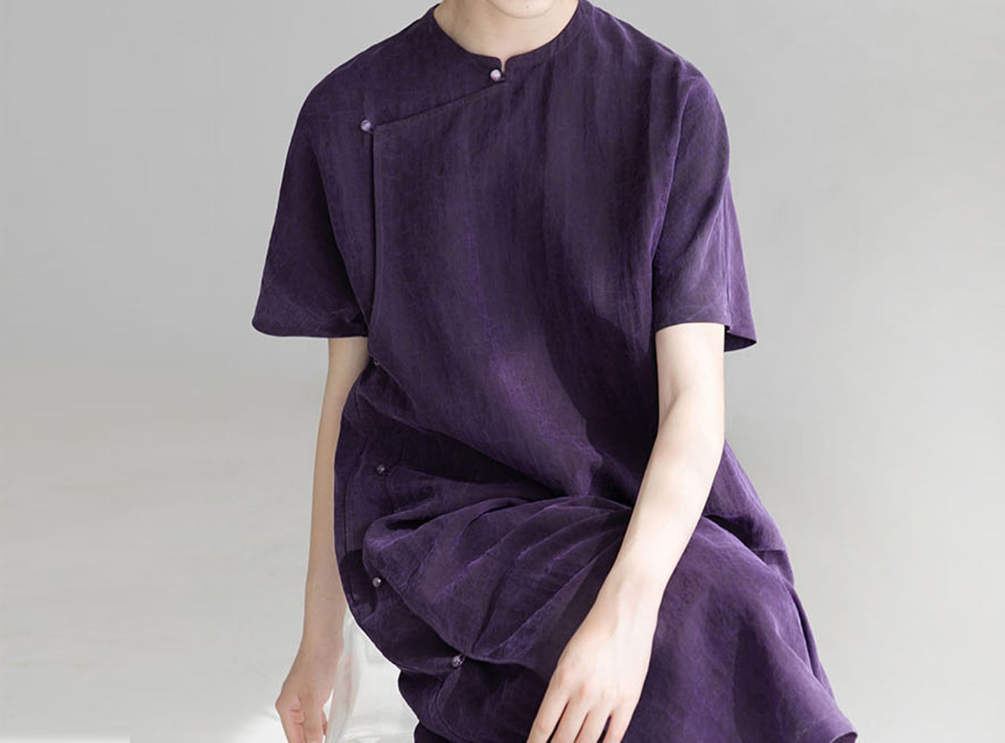 edoa Cracked Mud Silk Qipao 