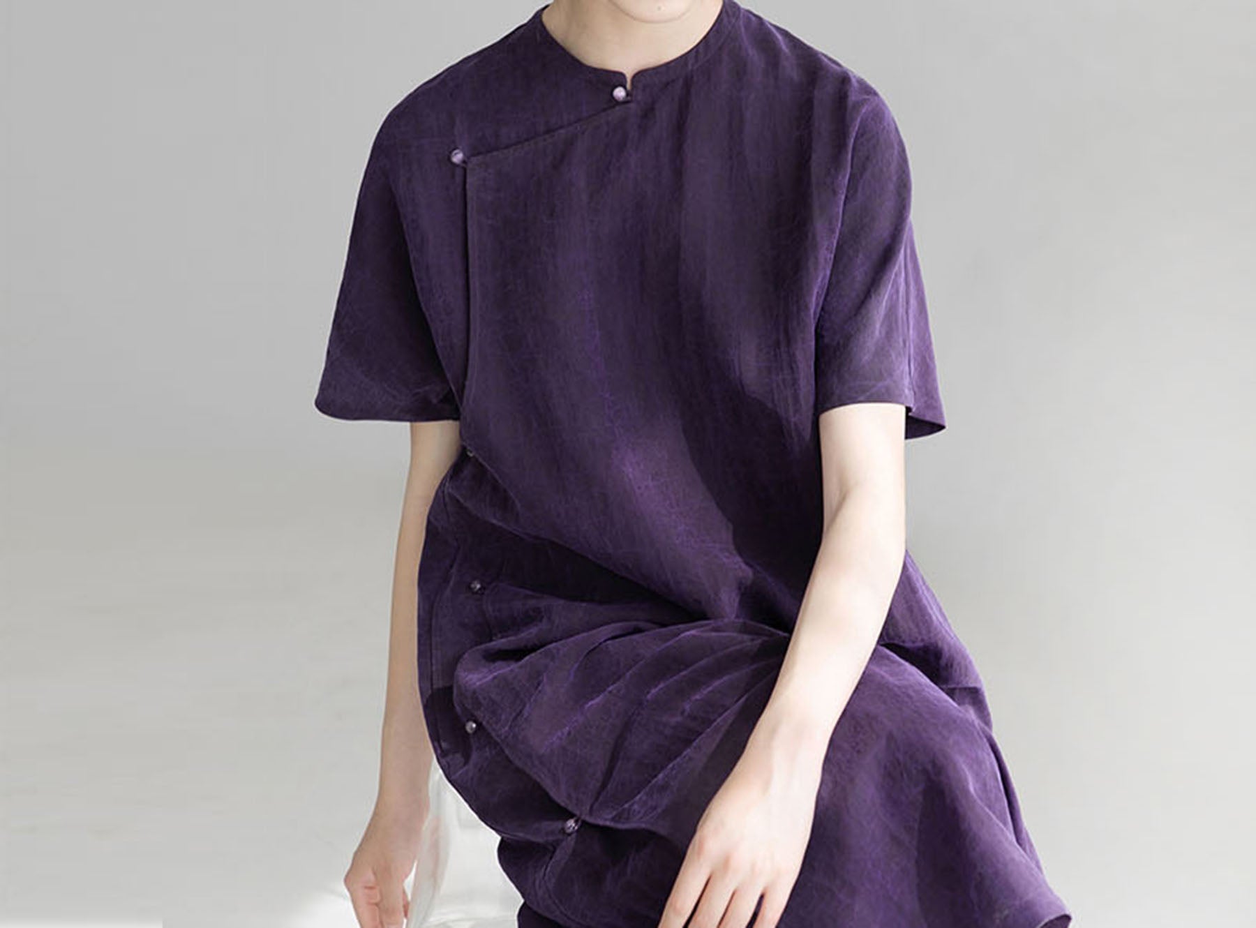 edoa Cracked Mud Silk Qipao 