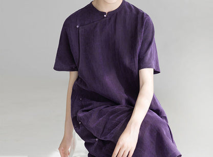 edoa Cracked Mud Silk Qipao 