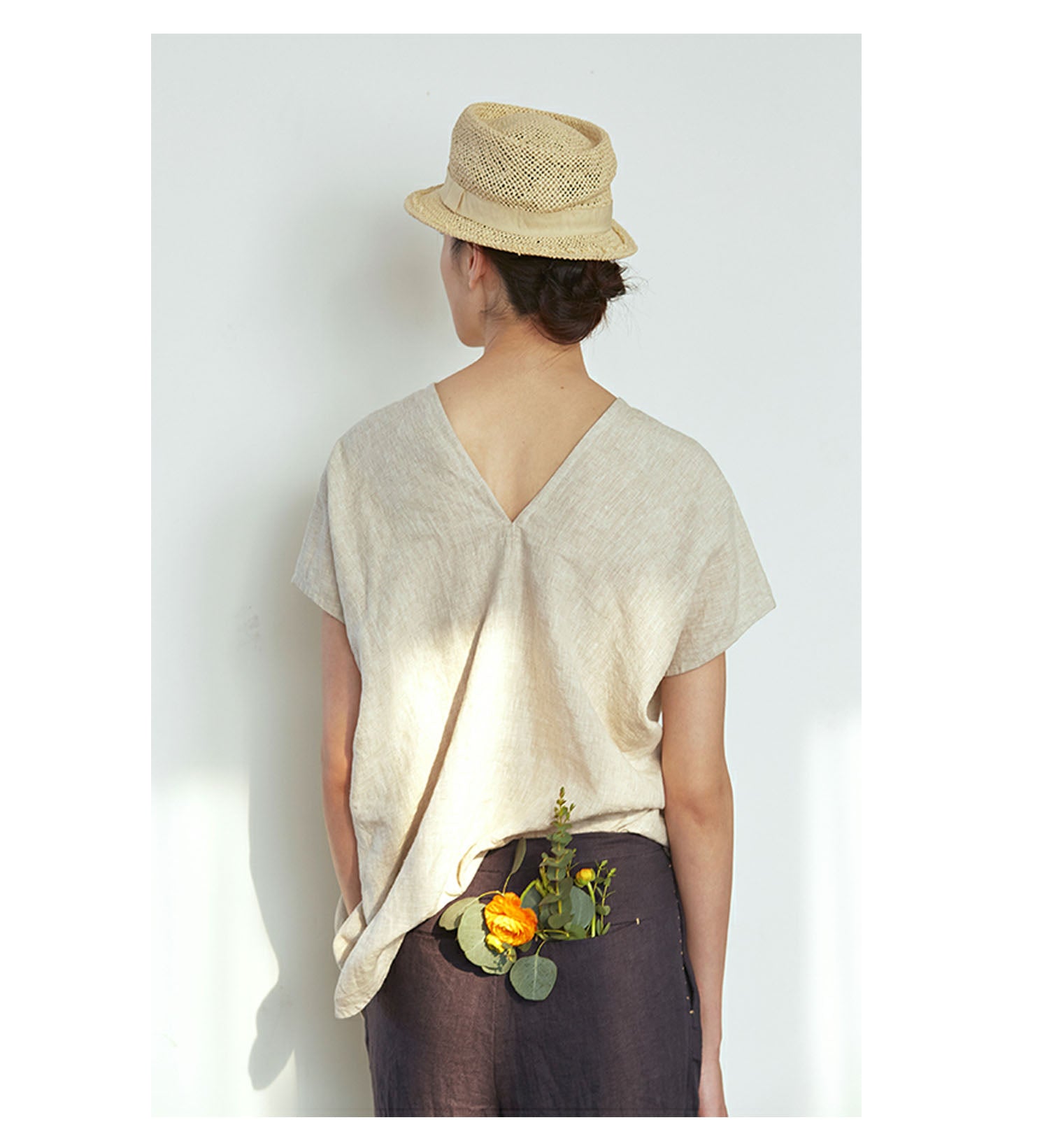 edoa Linen Split Neck Tunic