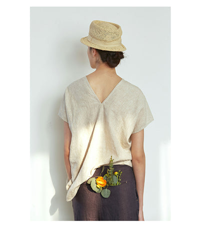 edoa Linen Split Neck Tunic
