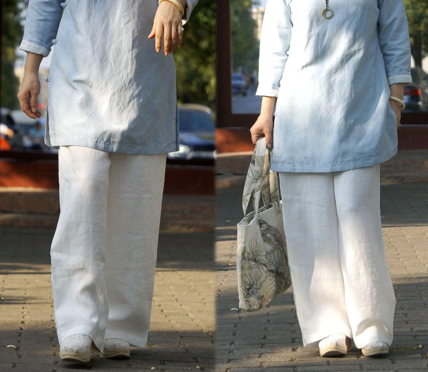 edoa Washed Linen Wide Leg Pants