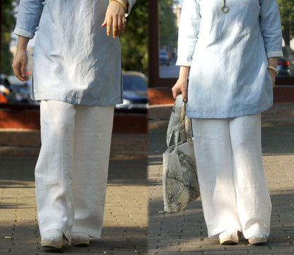 edoa Washed Linen Wide Leg Pants