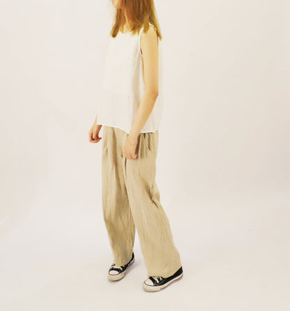 edoa Washed Linen Wide Leg Trousers