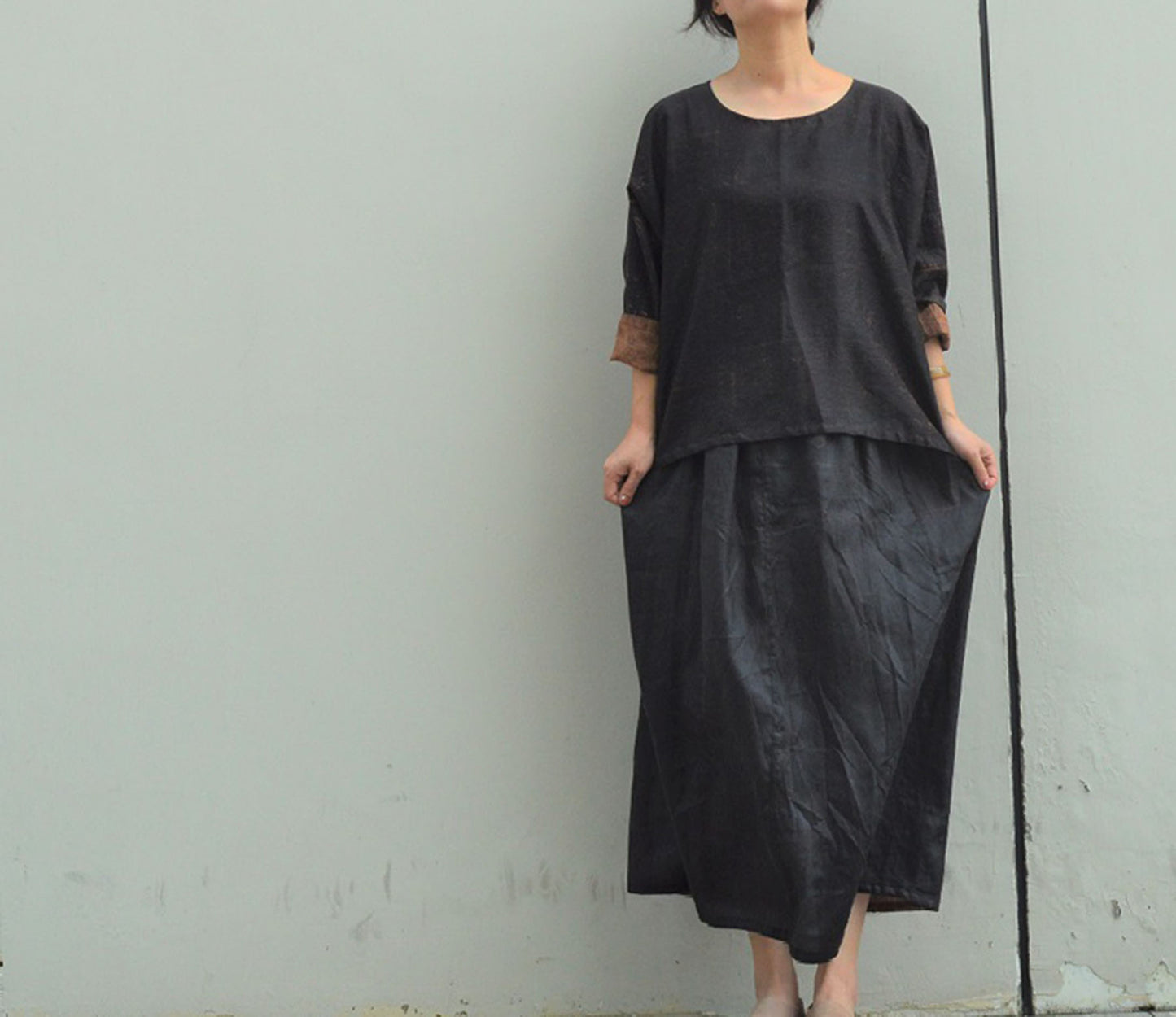 edoa Reversible Cracked Mud Silk Top