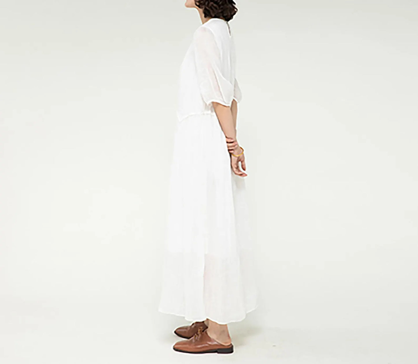 edoa Silk Linen Blend Maxi Dress