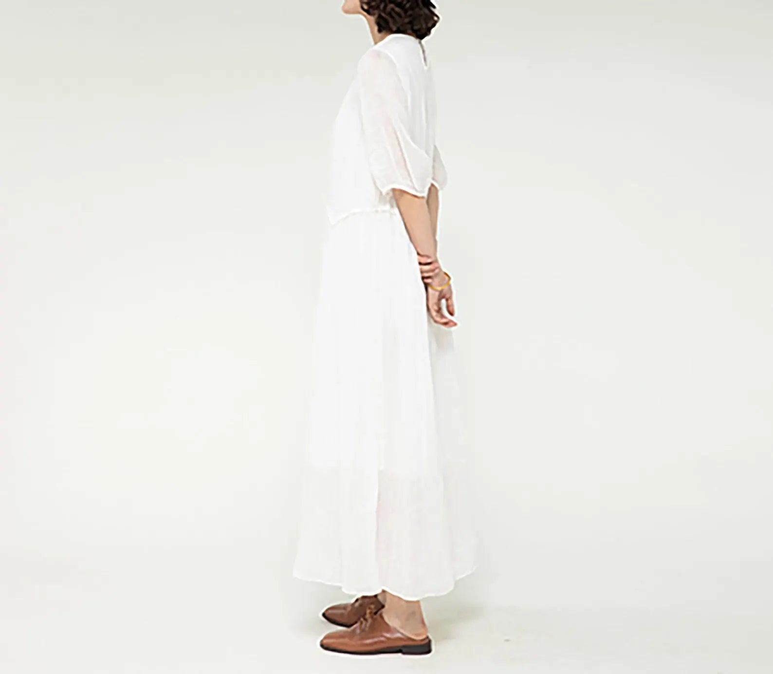 edoa Silk Linen Blend Maxi Dress