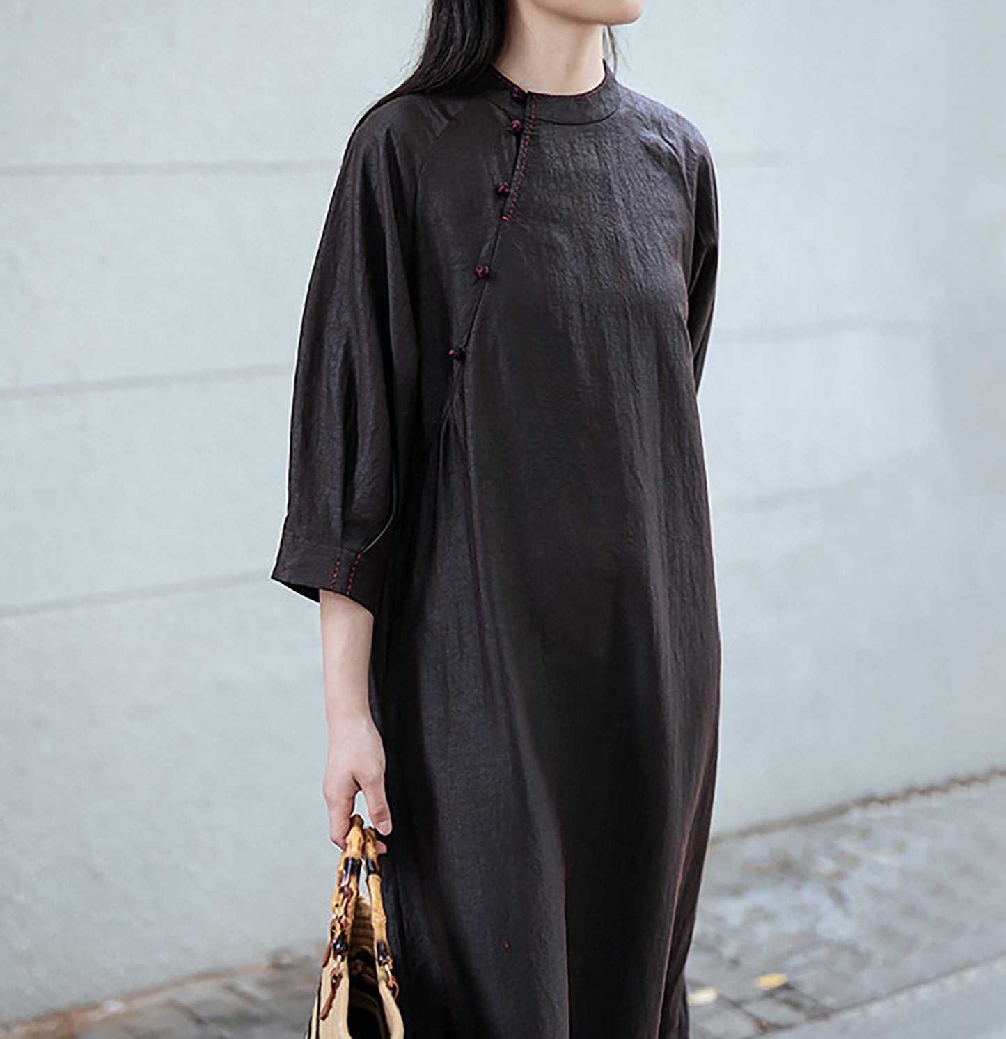 edoa Cracked Mud Silk Full Dress