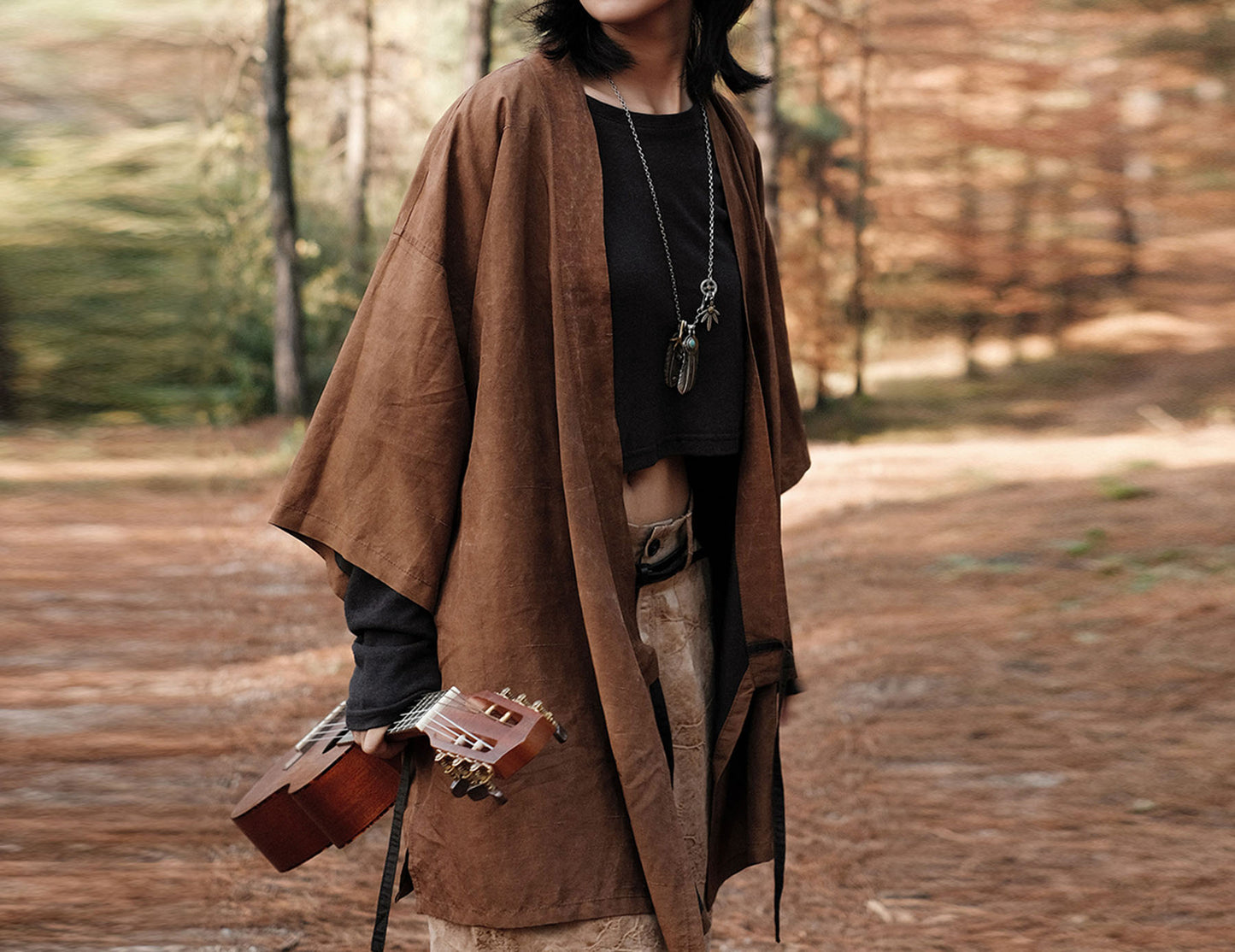 edoa Reversible Dupioni Mud Silk Cardigan