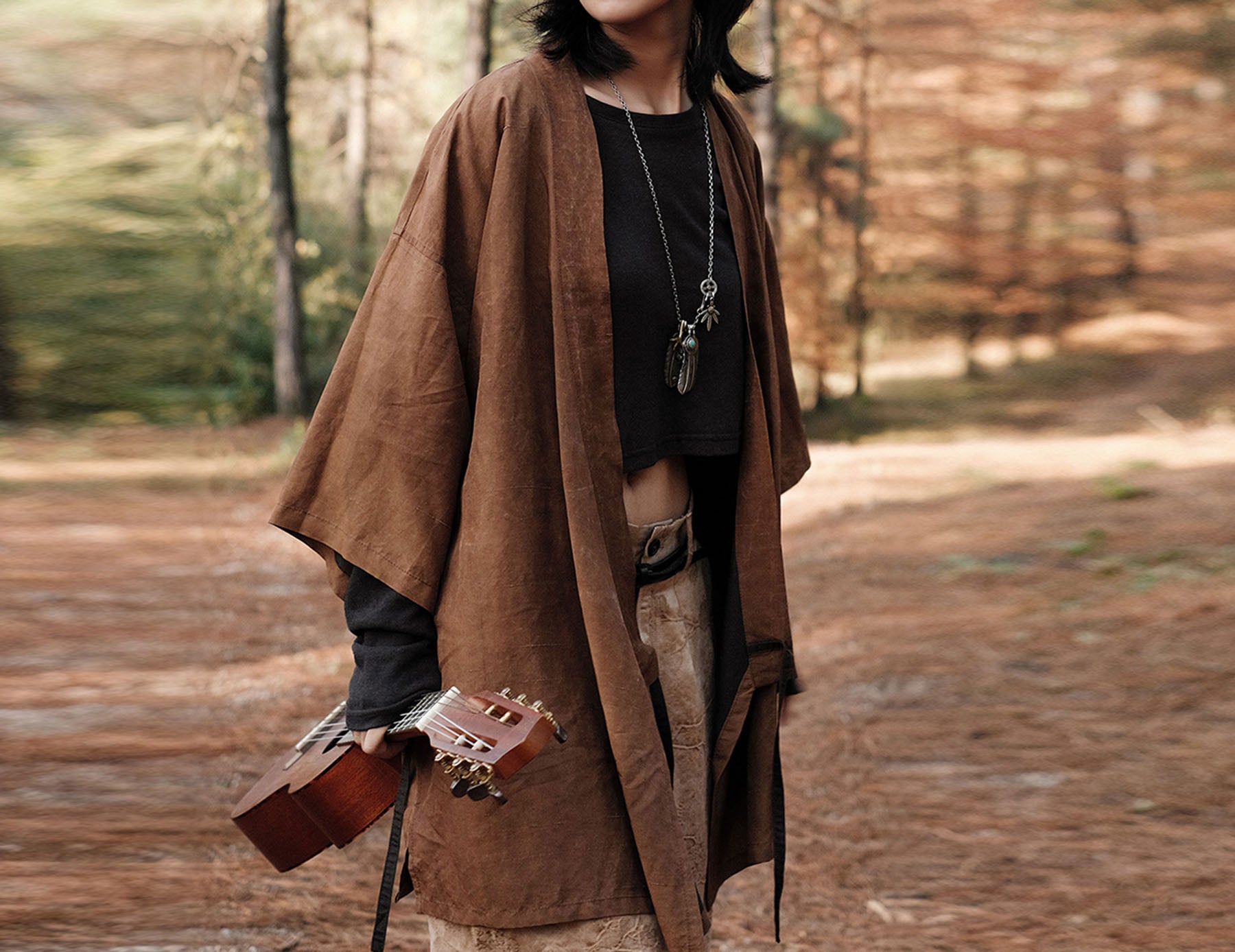 edoa Reversible Dupioni Mud Silk Cardigan