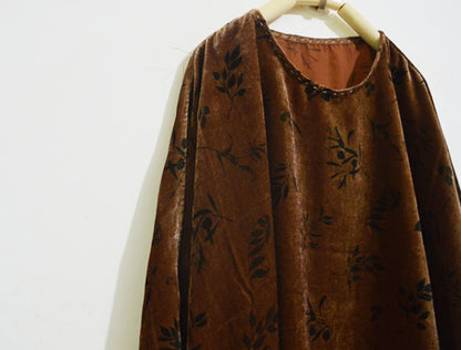 Loose Dioscorea Dyed Silk Velvet Long Sleeve T-shirt to0327 X021