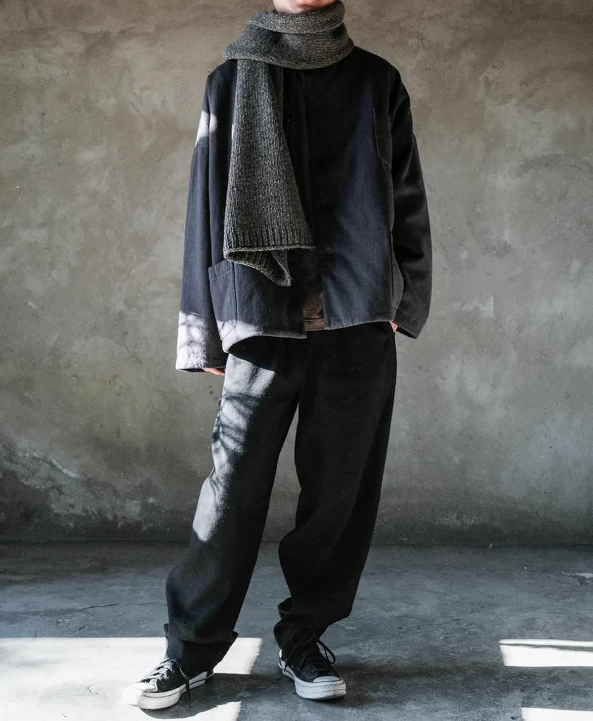 edoa Dark Gray Cotton Twill Padding Jacket