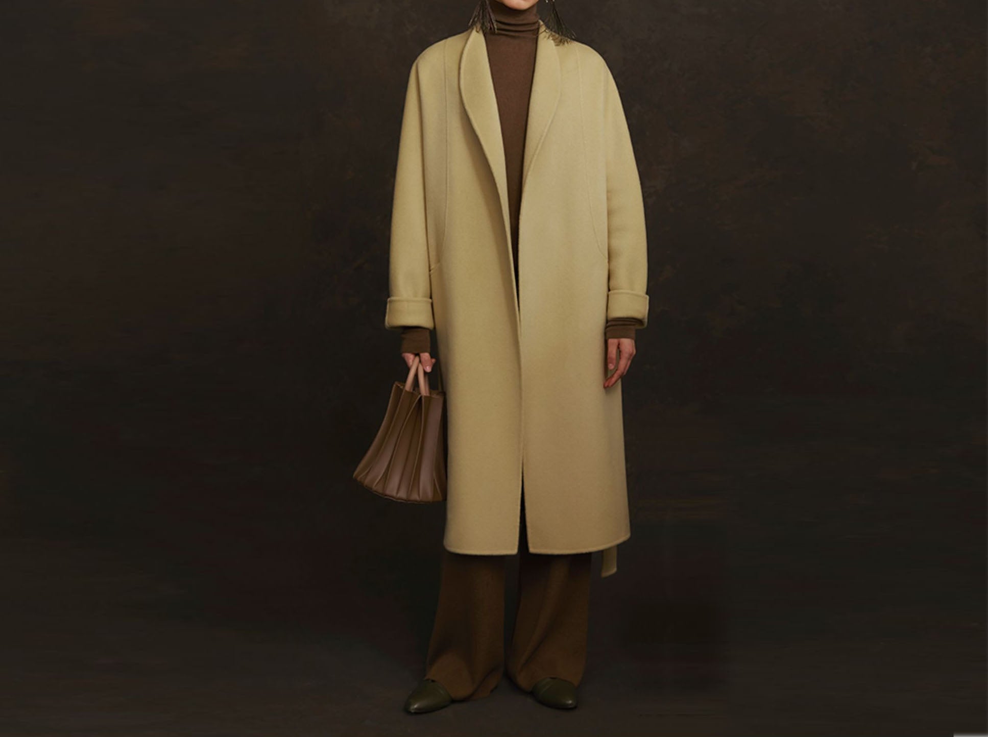 edoa Double Faced Wool Wrap Coat 