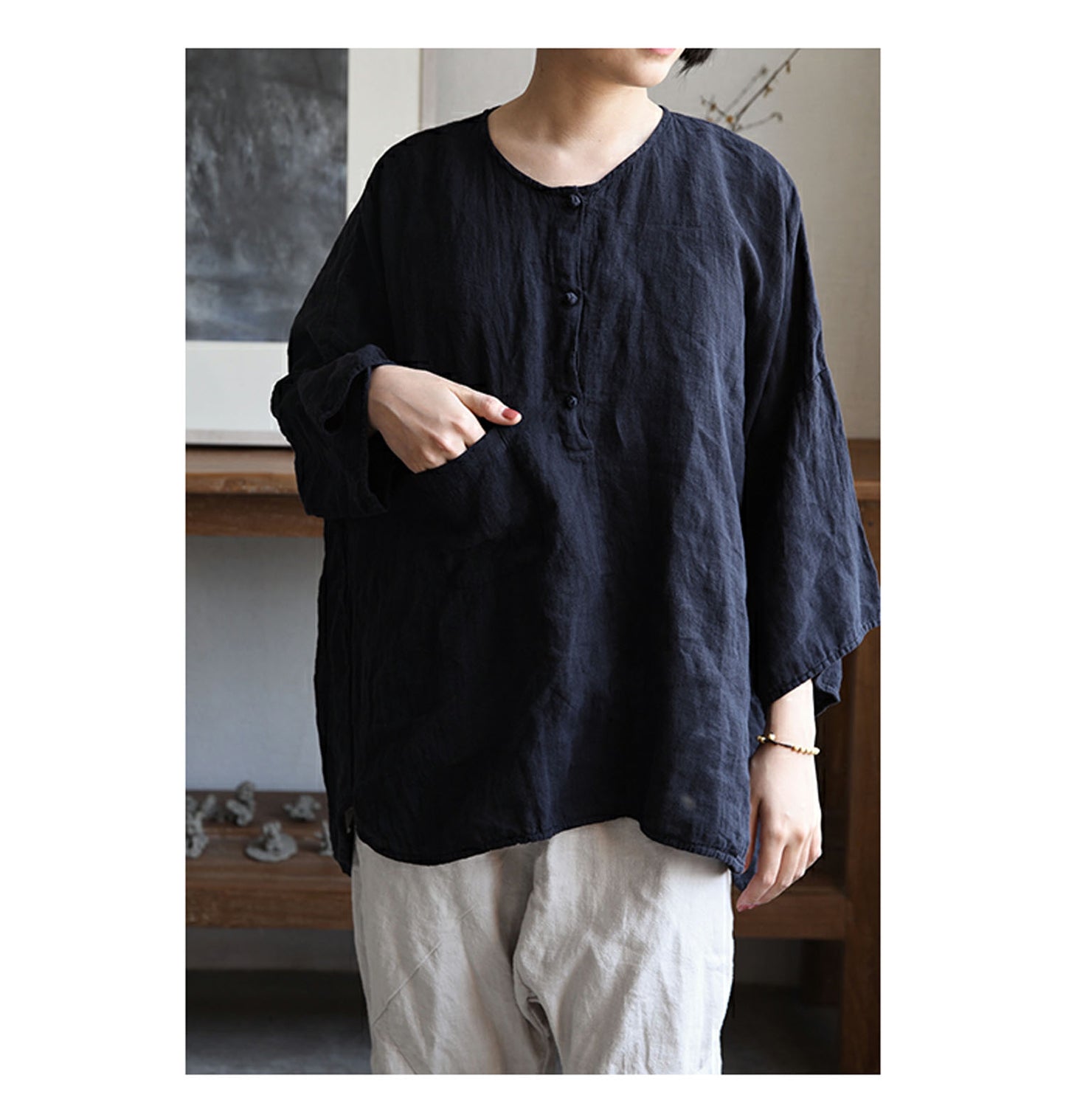 edoa Oversized Loose Linen Tunic