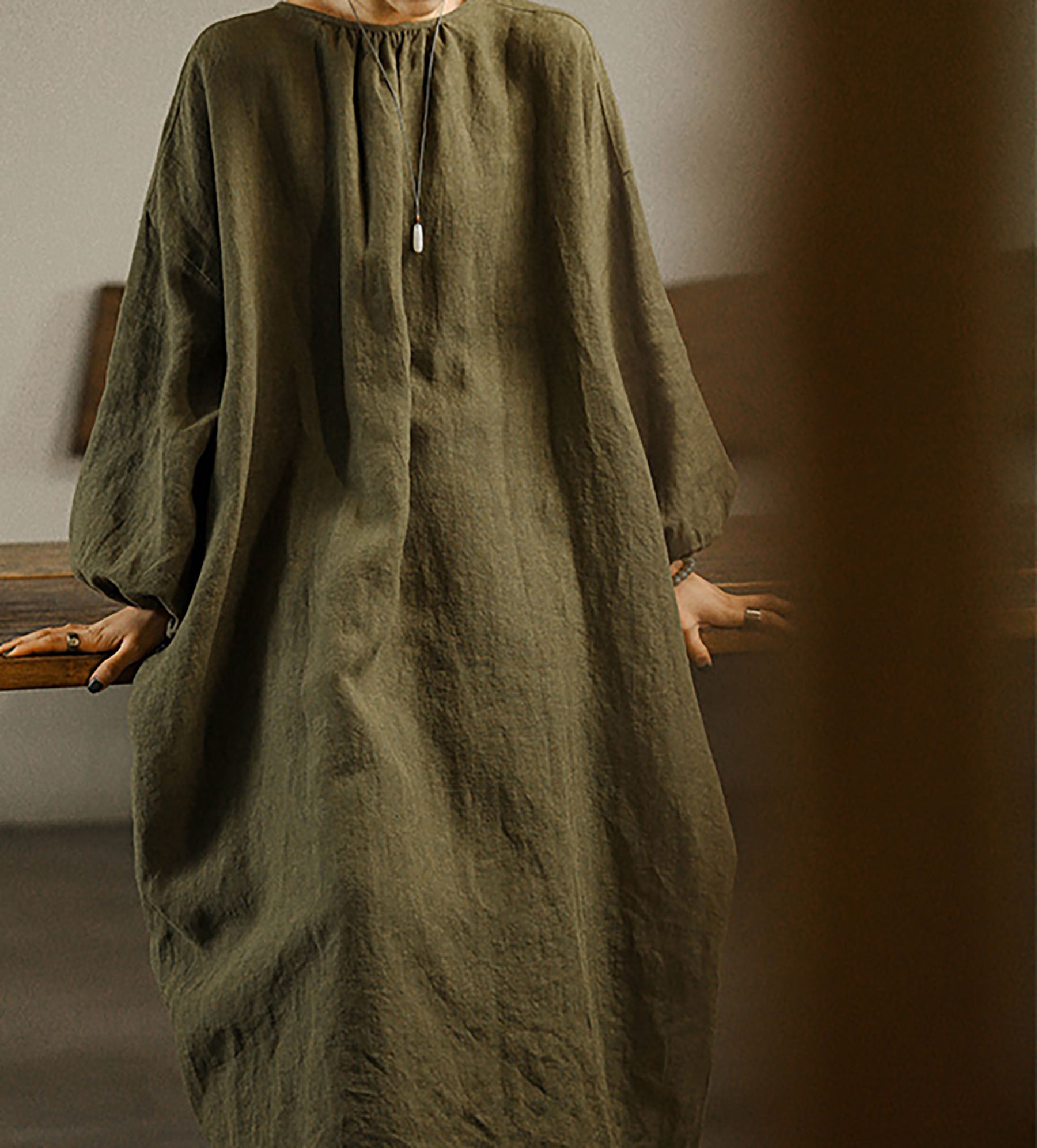 edoa Oversized Linen Tunic Dress