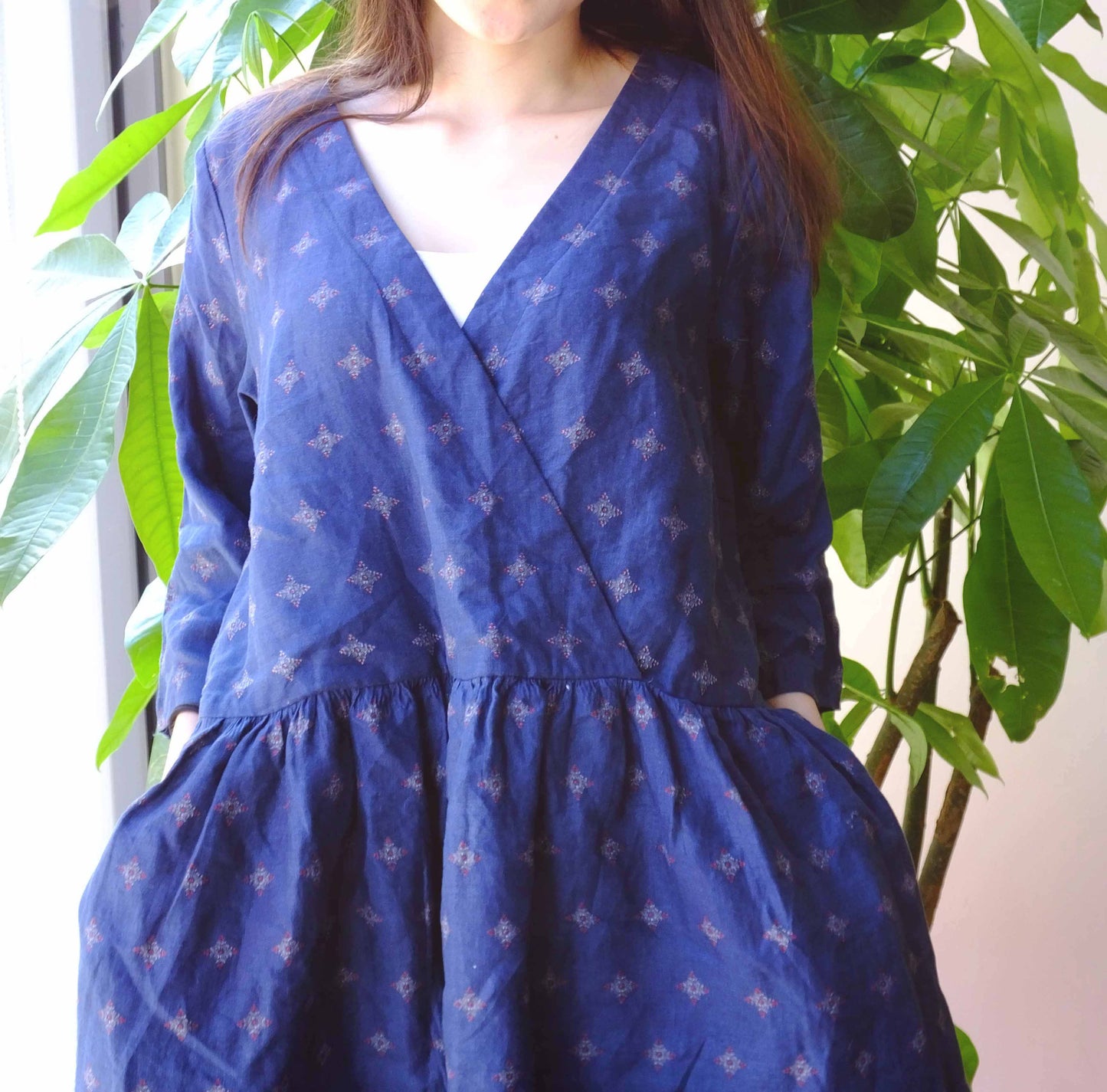edoa Printed Linen Smock Dress 