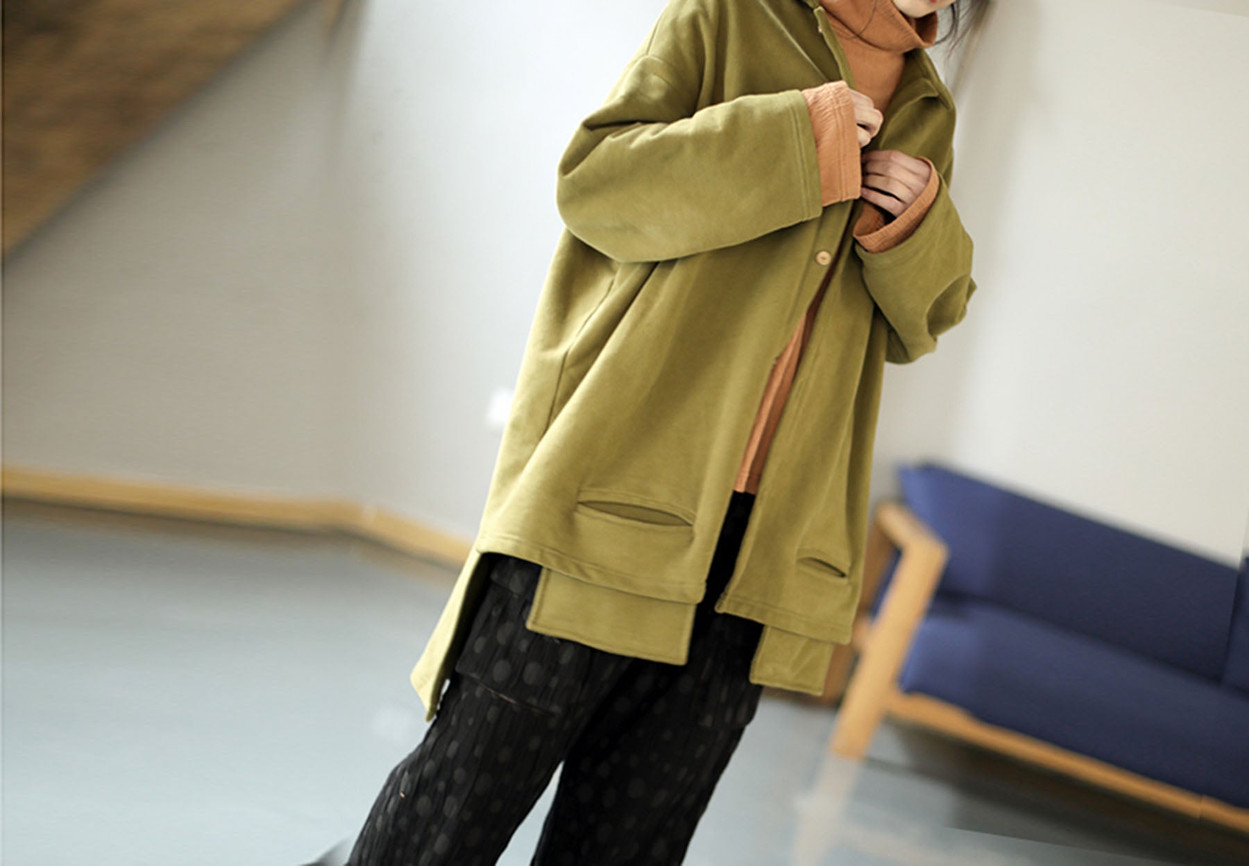 edoa Loose Unisex Cotton French Terry Jacket