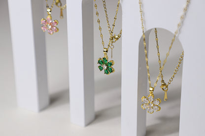 edoa Vintage Floral Birthstone Necklace