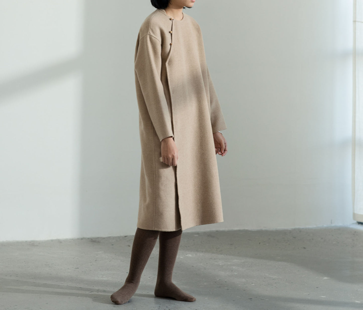 edoa Double Faced Wool Qipao Coat 