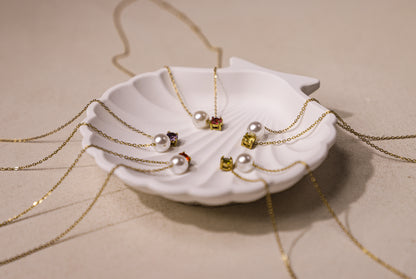 edoa Peal and Birthstone Duo Clavicle Chain