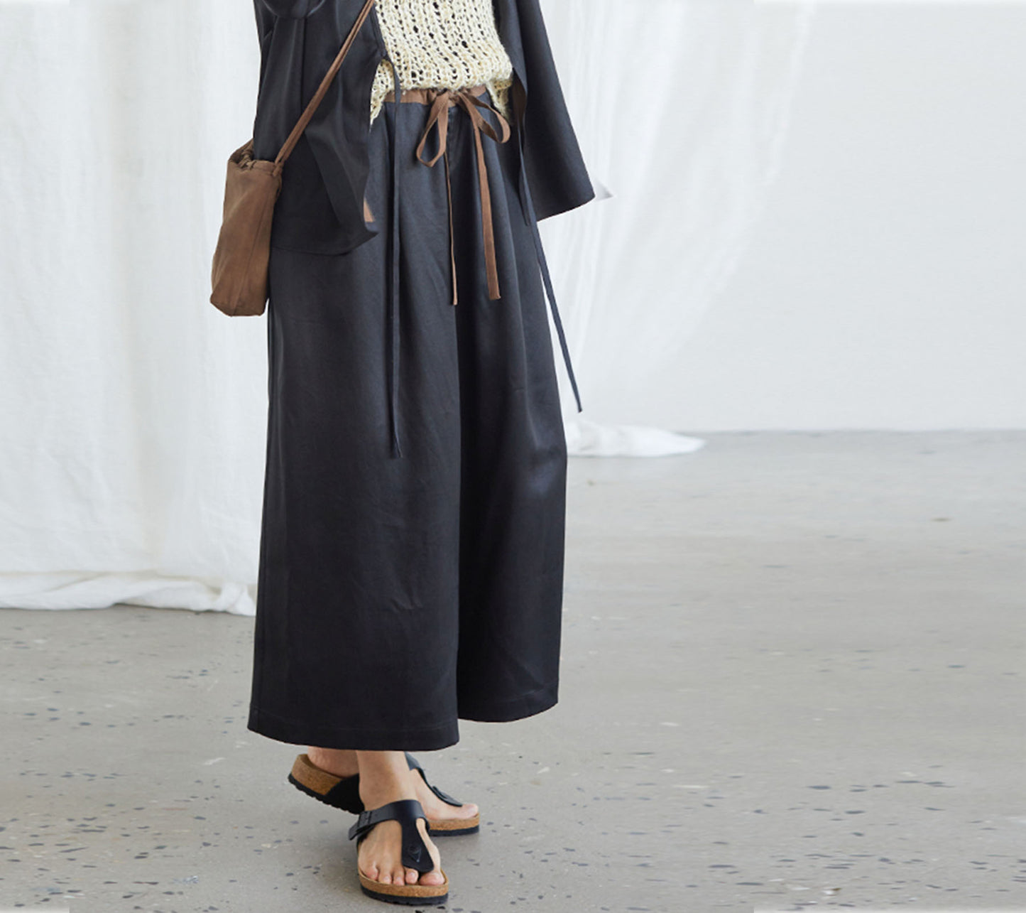 edoa Loose Mud Silk Wide-leg Pants