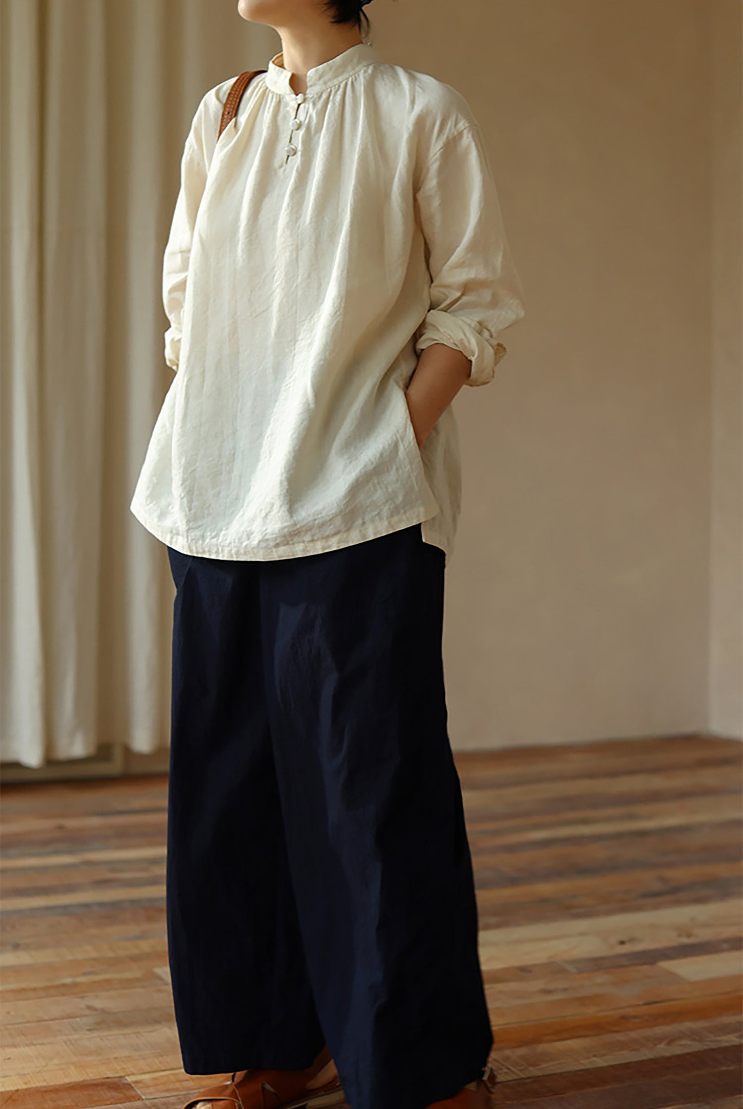 edoa Tussah Silk Linen Blend Chines Blouse