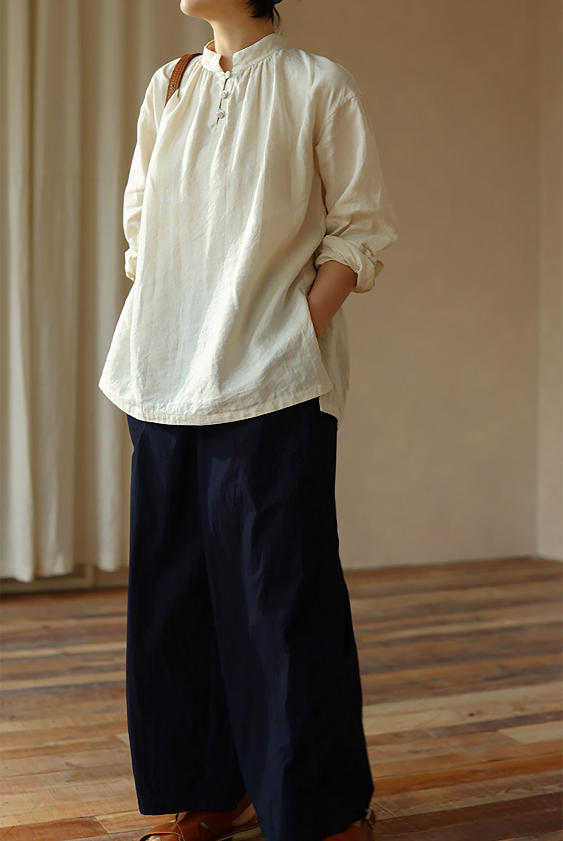 edoa Tussah Silk Linen Blend Chines Blouse