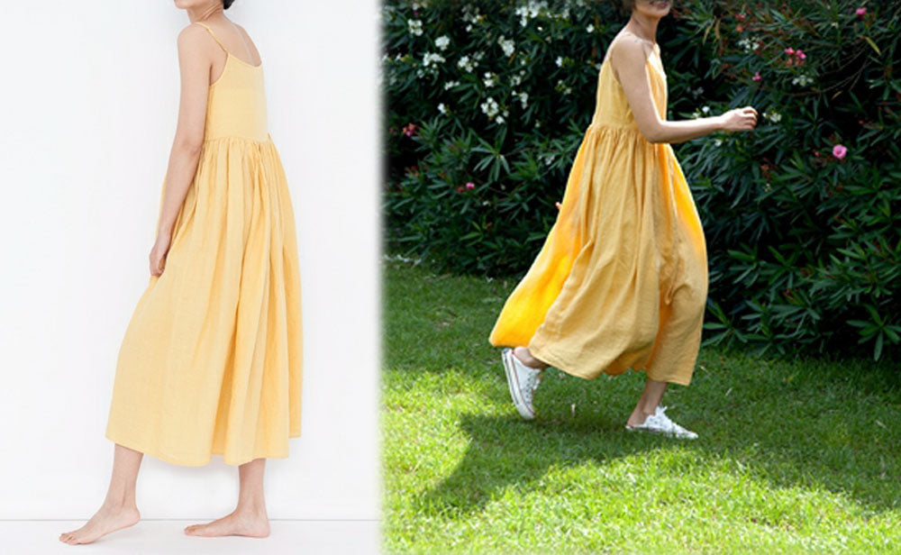 edoa  Summer Washed Ramie Cami Dress