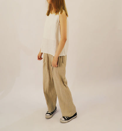edoa Washed Linen Cross Back Tank