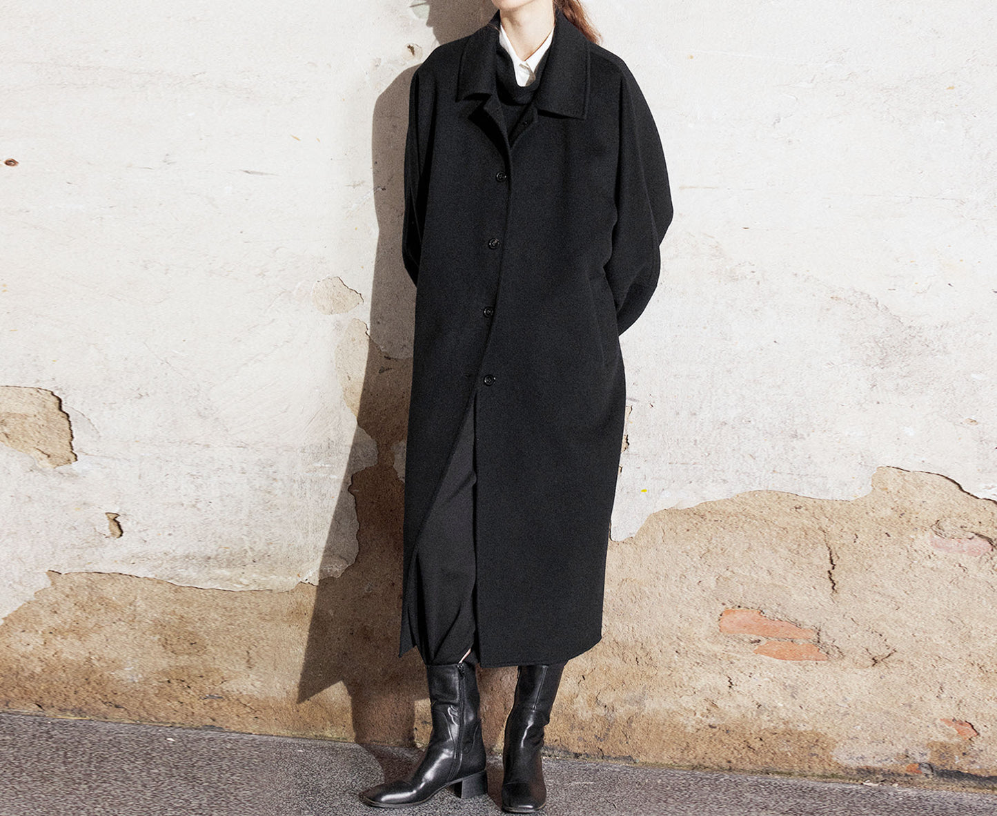 edoa Minimalist Double Faced Wool Oversized Coat 