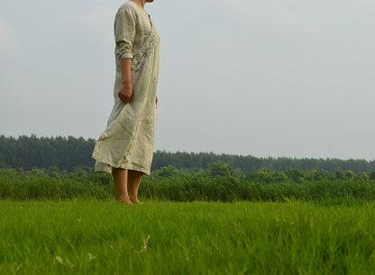 edoa Hand Embroidered Hemp Dress