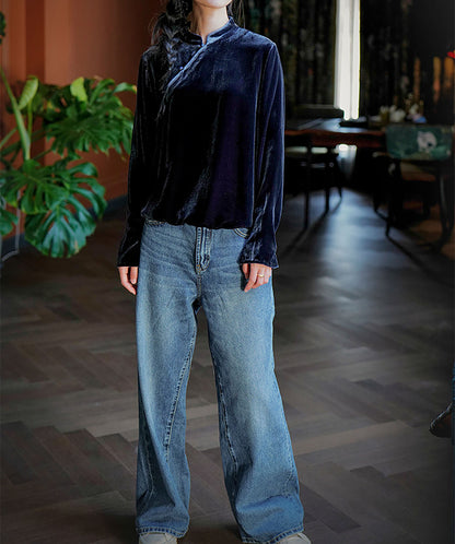 edoa Silk Velvet Chinese Blouse